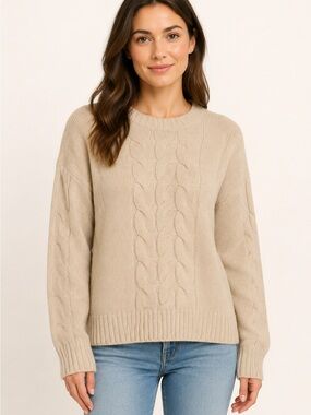DAZY Beige Cable Knit Crewneck Sweater Women’s Medium
